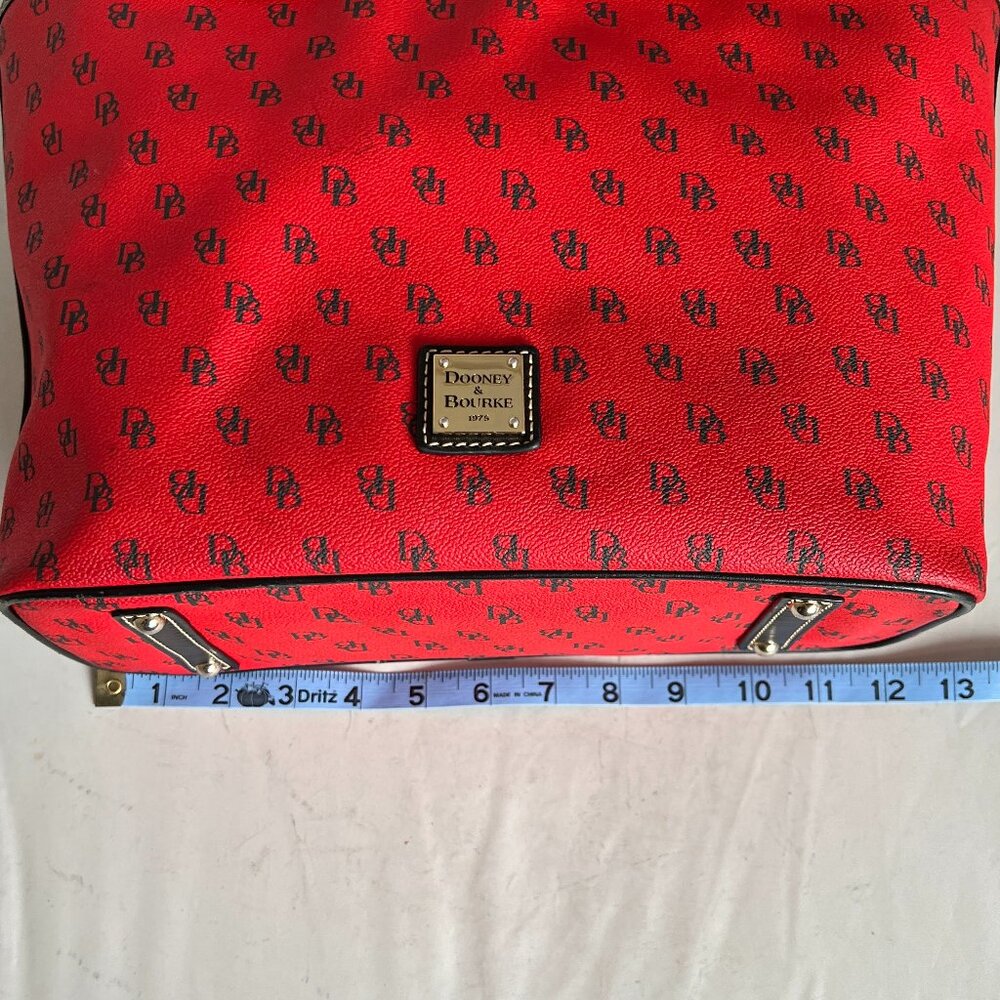 Dooney & Bourke Gretta Red Black Small Leisure Shopper Tote - Picture 12 of 15